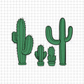 Set of four cartoon cactus t-shirt designs in black-and-white, perfect for plant lovers and desert-themed apparel - svgcosmos