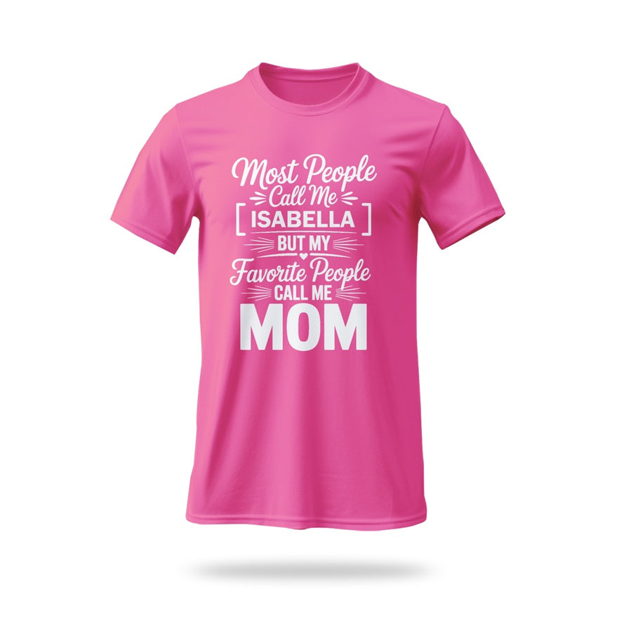 Vector design with text "Most People Call Me [Your Name] But My Favorite People Call Me Mom" in black on a grid background for mom crafting - svgcosmos