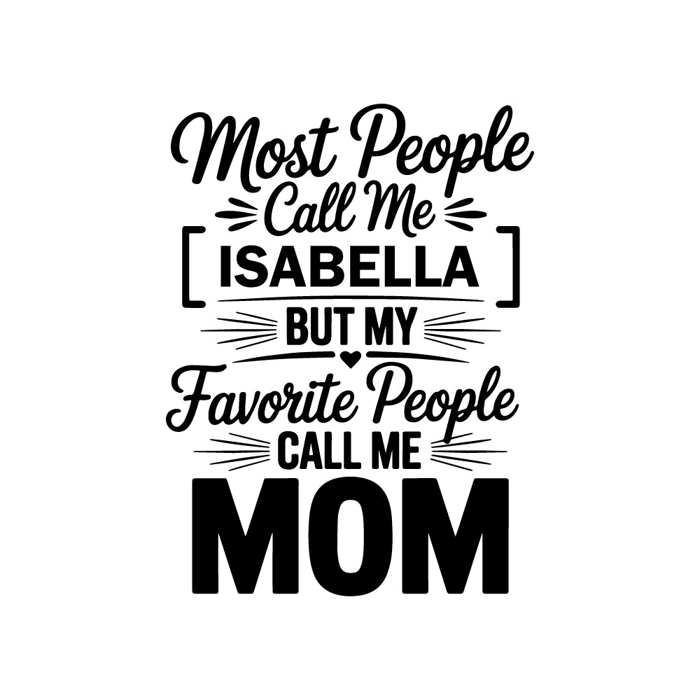 Vector design with text "Most People Call Me [Your Name] But My Favorite People Call Me Mom" in black on a grid background for mom crafting - svgcosmos