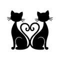 Cat heart silhouette vector with two cats forming a heart with their tails in black on a white background for pet crafting, Cat svg, Black cat svg, Cat png, Cat silhouette, Cat clipart, Cat vector, Cat cricut, Cat svg files for cricut, Cat cut file, Black cat cricut, Black cat vector - svgcosmos