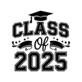 Class of 2025 graduation vector design with a cap and stars in black silhouette on a white background for crafting and decor - svgcosmos