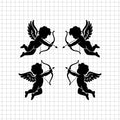 Set of four Cupid silhouette vector designs arranged in a square pattern on a transparent background - svgcosmos