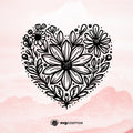 Heart made from flower svg, Flower heart svg, Floral heart svg, flower svg, Floral svg, Heart svg, Flower clipart - svgcosmos