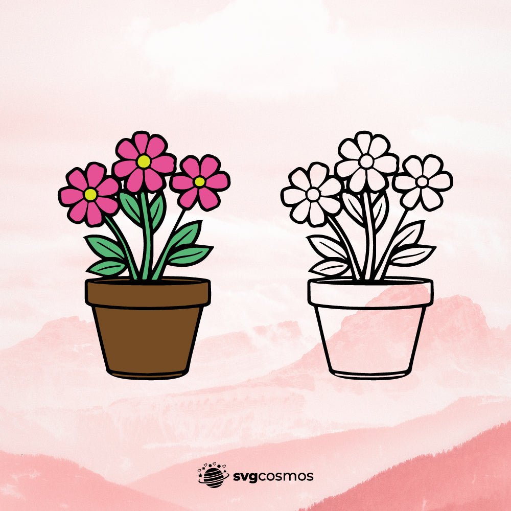 Potted flower design SVG for DIY projects on Cricut and Silhouette - svgcosmos