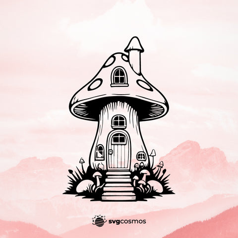 Mushroom house SVG, Mushroom house PNG, Mushroom house clipart, Mushroom house silhouette, Mushroom house vector, Mushroom house cricut, Mushroom house cut file - svgcosmos