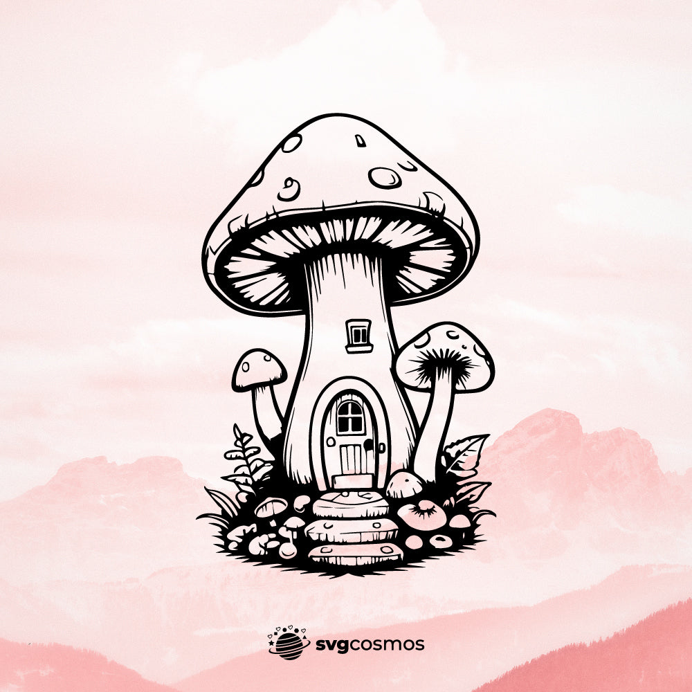 Mushroom house SVG, Mushroom house PNG, Mushroom house clipart, Mushroom house silhouette, Mushroom house vector, Mushroom house cricut, Mushroom house cut file - svgcosmos