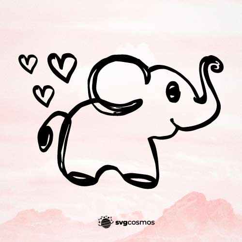 Drawing of a cartoon cute toy baby elephant Vector Image