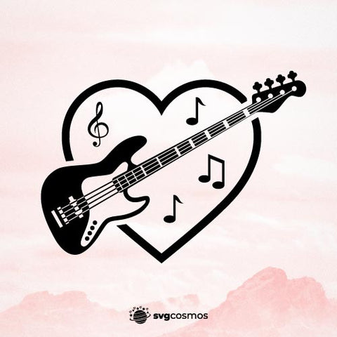 Heart Guitar Music Notes svg, Guitar svg, Guitar cricut - svgcosmos