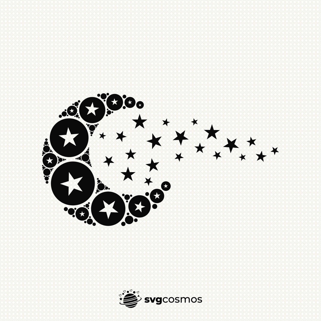 Moon svg, Star Waves svg, Moon png, Star Waves png, Moon clipart, moon stars svg, cut file, eps, dxf, Instant Download - svgcosmos