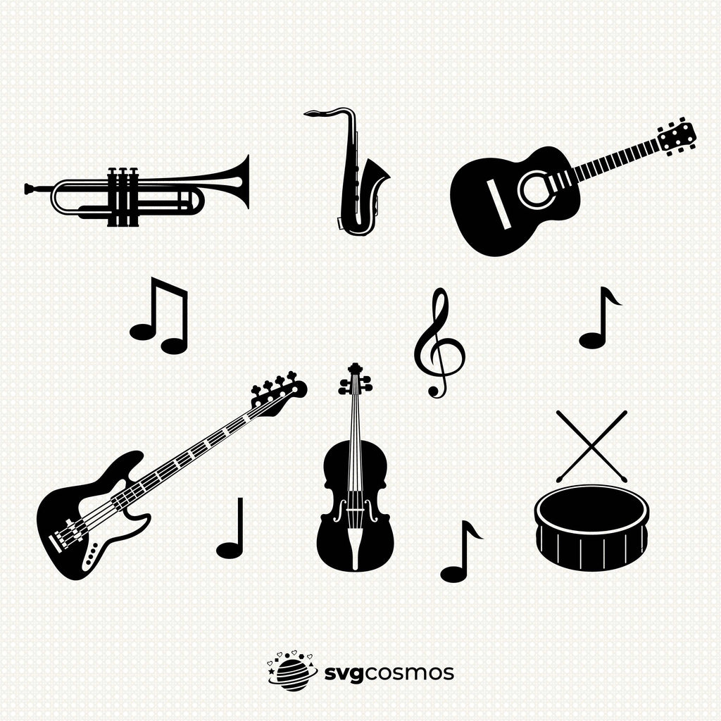 Music instruments SVG, Music instruments Clipart, Musical Svg, Guitar png, Cricut, Silhouette, Pdf, Png, Eps, Dxf, instant download - svgcosmos